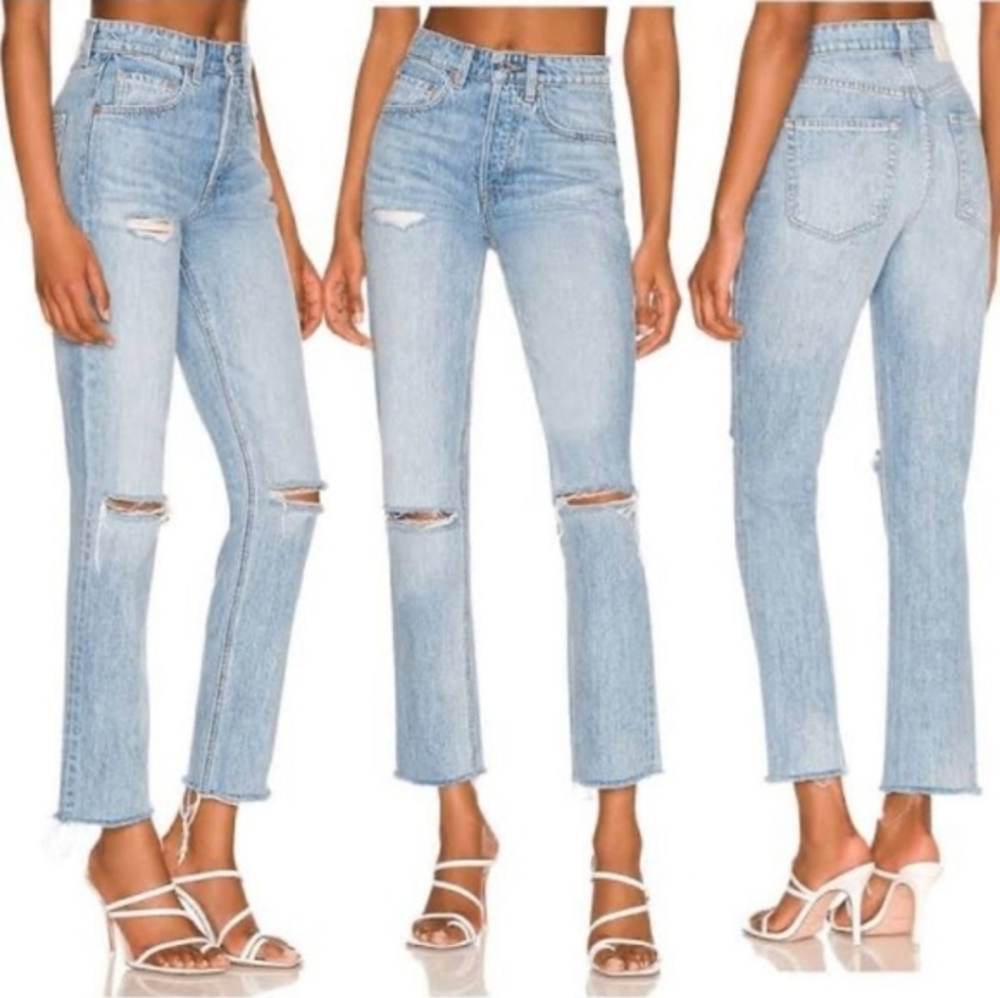 GRLFRND Revolve The Karolina High Rise Straight Denim In Point Loma Wash